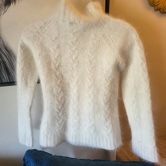 Rabbit Hair/Lambswool Mix Off-White Sweater sz 14/16 Chain Knit Design - Picture 3 of 6